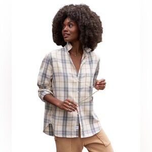 Frank & Eileen Plaid Button Down Shirt - Cream and Gray